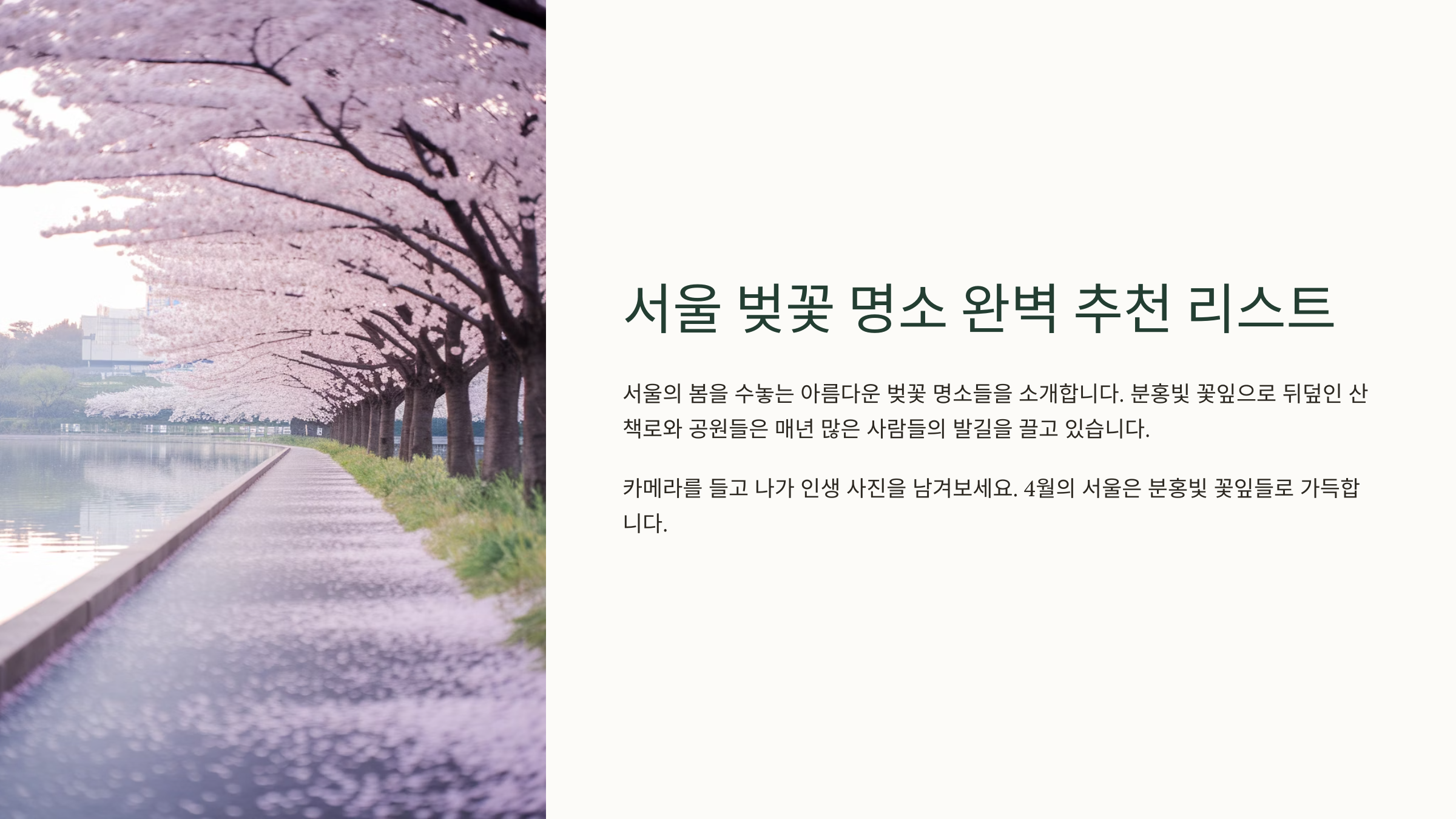 서울 벚꽃 명소 완벽 추천 리스트