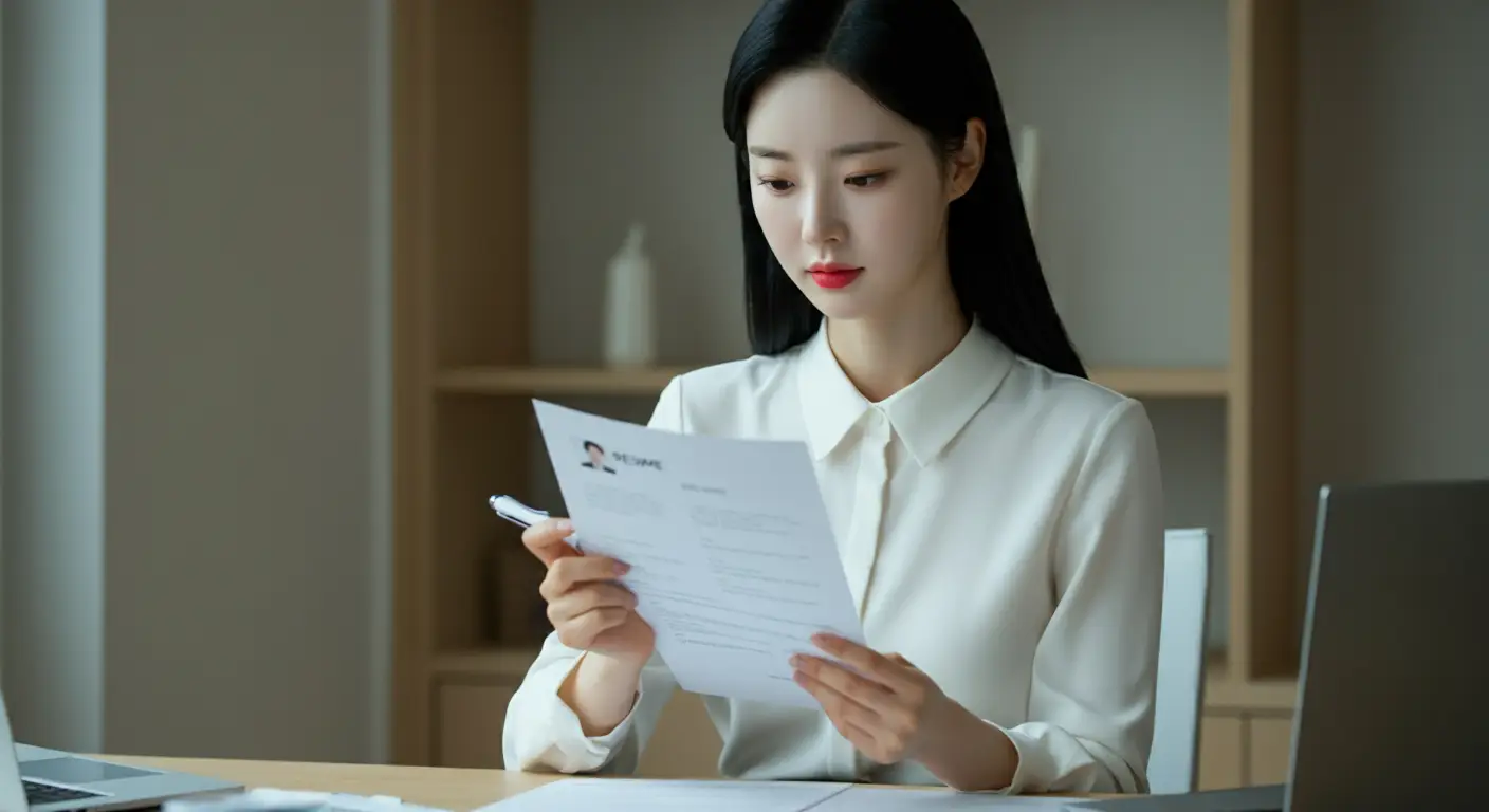 자기소개서를 작성중인 여성