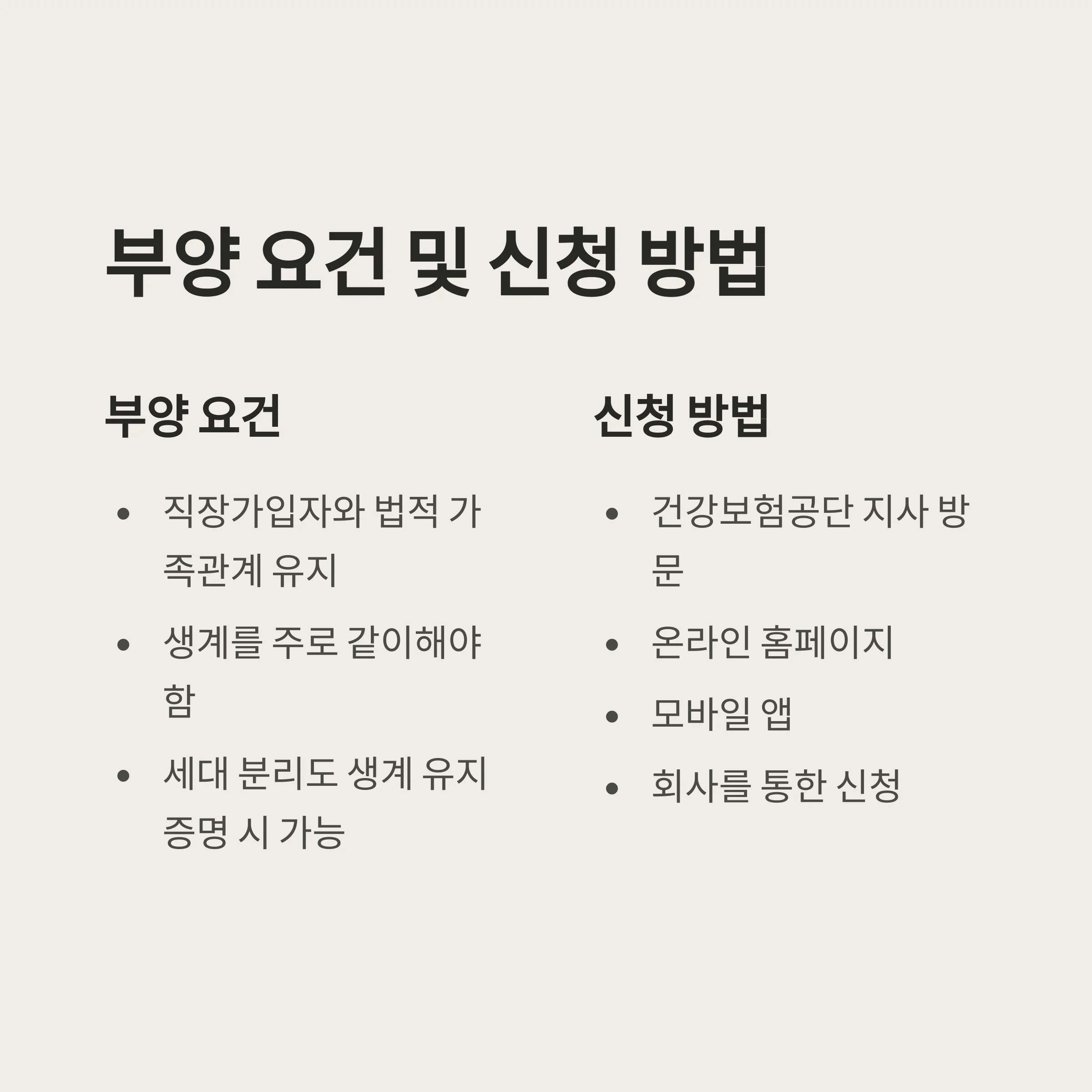 건강보험 피부양자 등록 및 상실