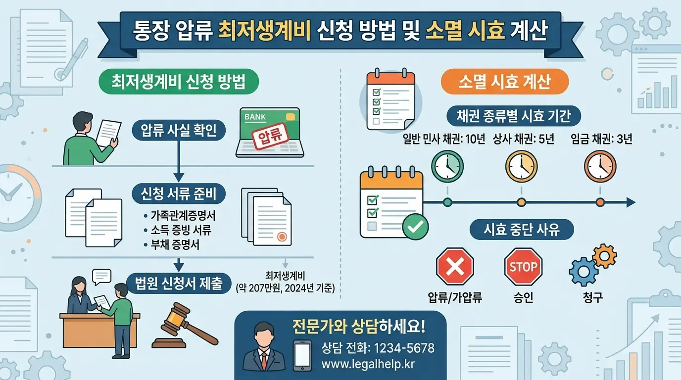 통장 압류 최저생계비 신청 방법 및 소멸 시효 계산