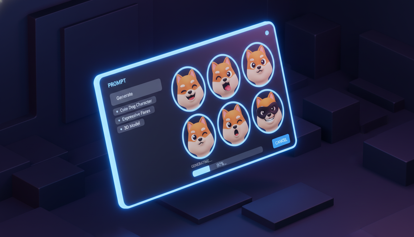 챗GPT와 미드저니 프롬프트를 활용해 이모티콘 캐릭터를 생성하는 모니터 화면