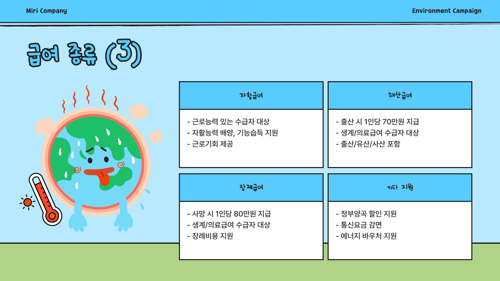 국민기초생활 보장제도 급여 종류