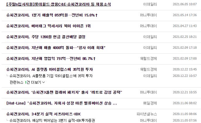 슈피겐코리아 뉴스, 공시