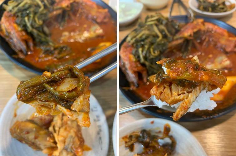 밥과 명태살과 같이 먹는 시래기