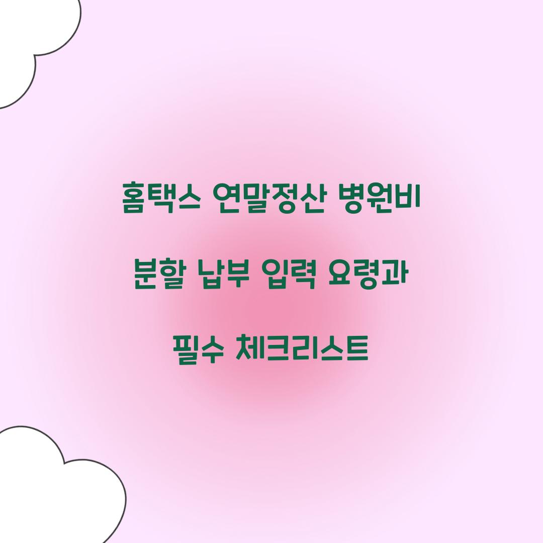 홈택스 연말정산 병원비 분할 납부 시 입력 요령