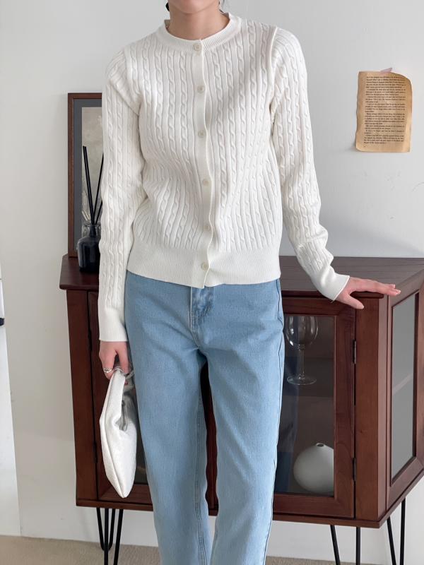 라임트리오브마인 케이블 꽈배기 니트 사무실 가디건