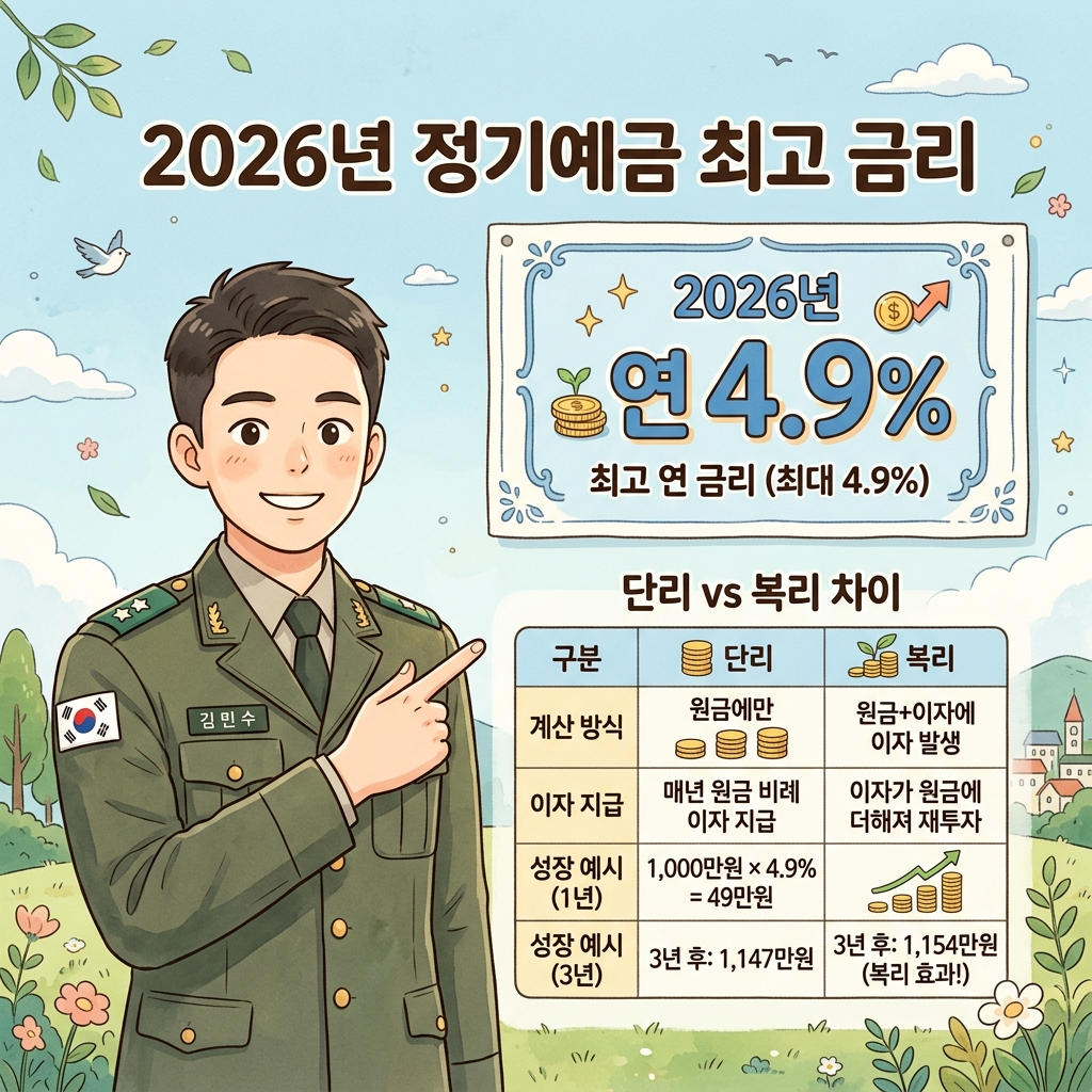군인공제회 2026 이자율 4.9% 복리 단리 비교