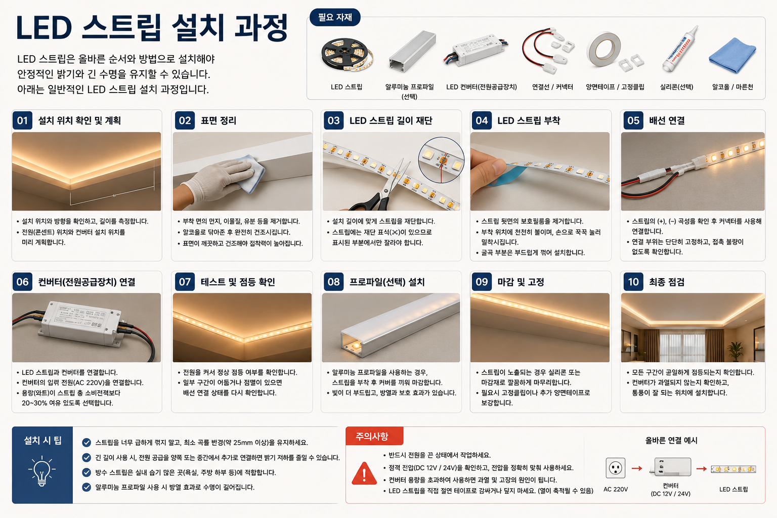 LED 스트립 설치 과정