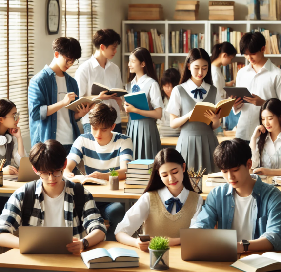 자율학습중인청소년들의모습