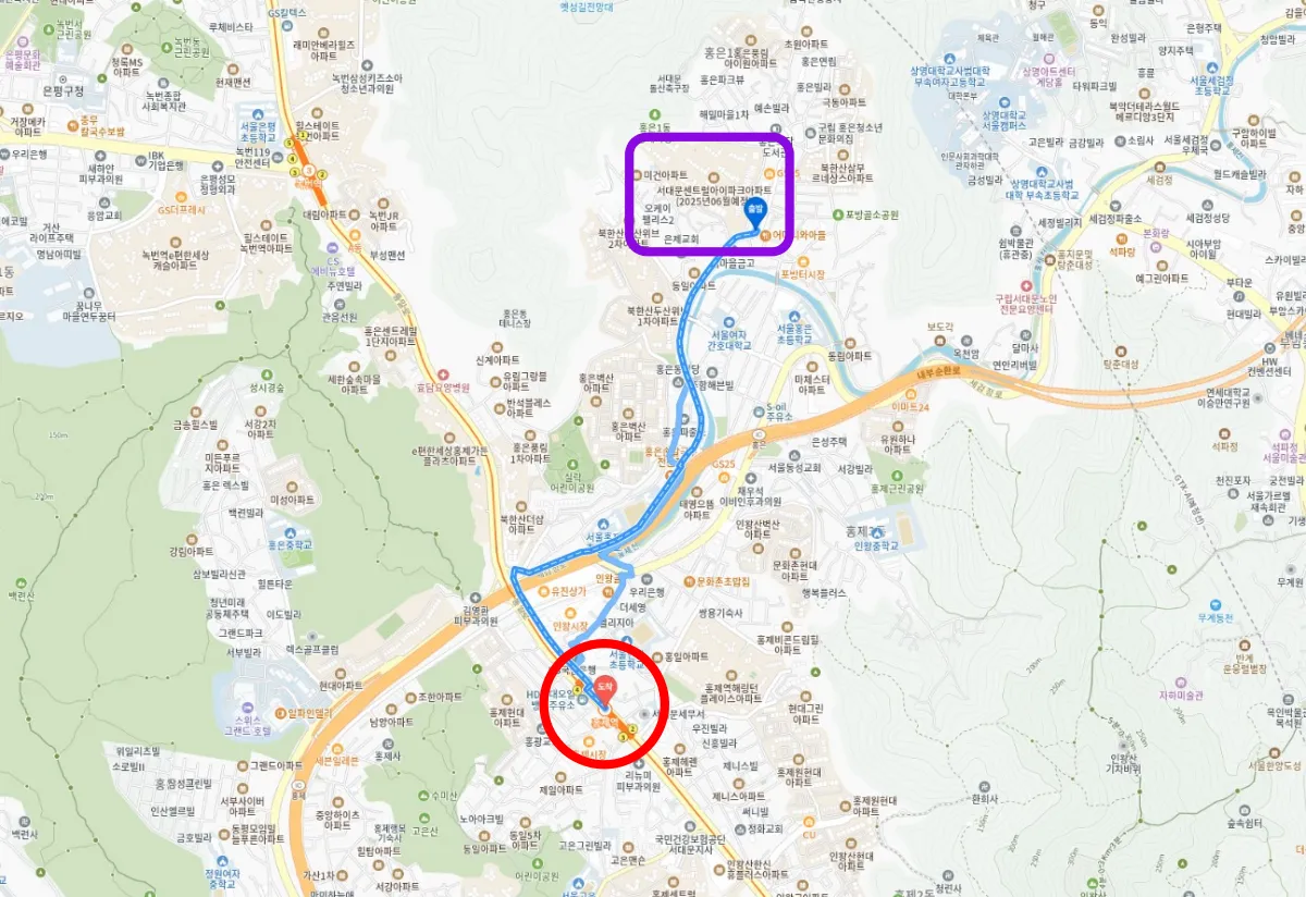 서대문구-서대문센트럴아이파크와-3호선-홍제역-지도