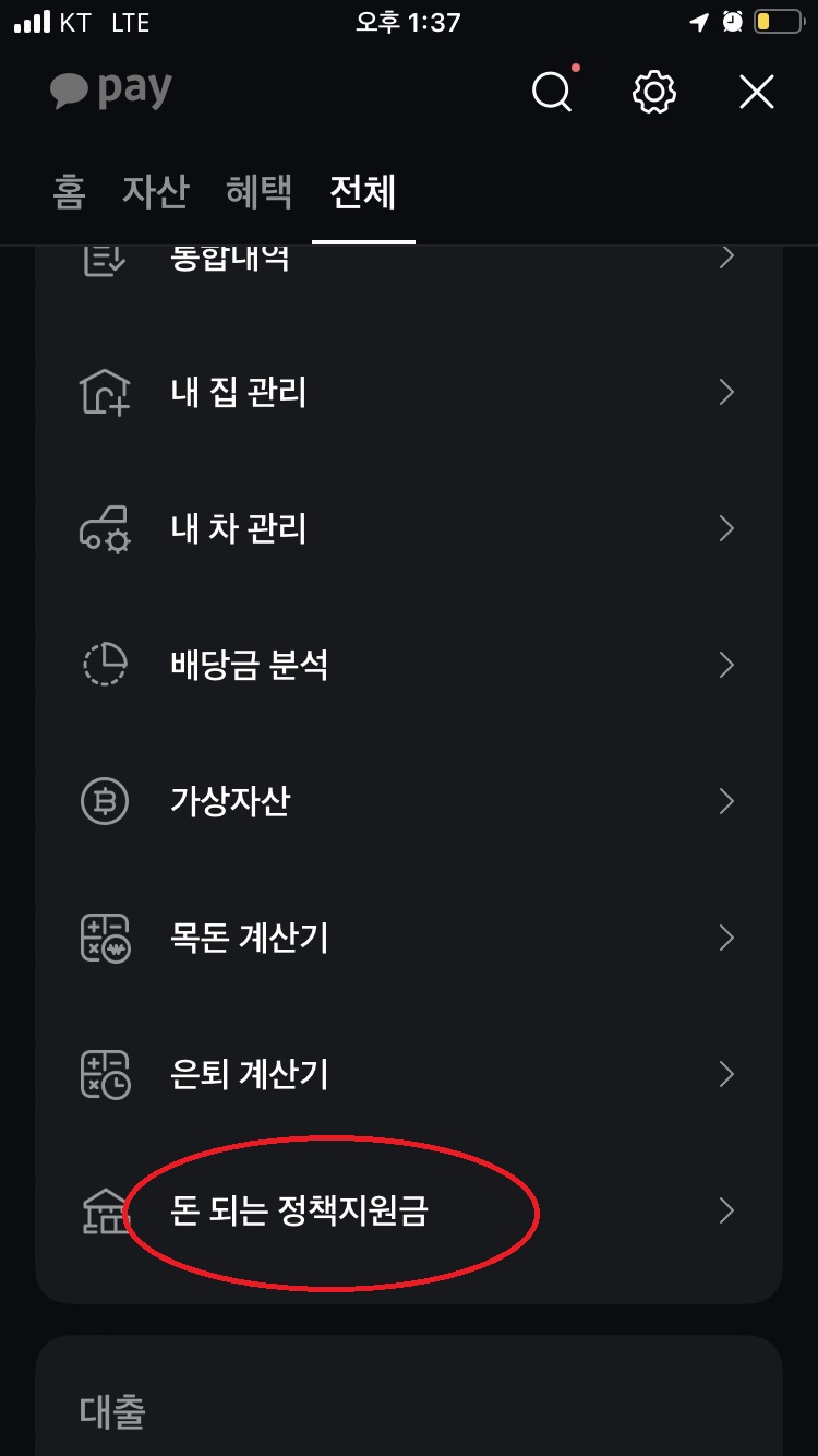 카카오톡 정부지원금 알림서비스