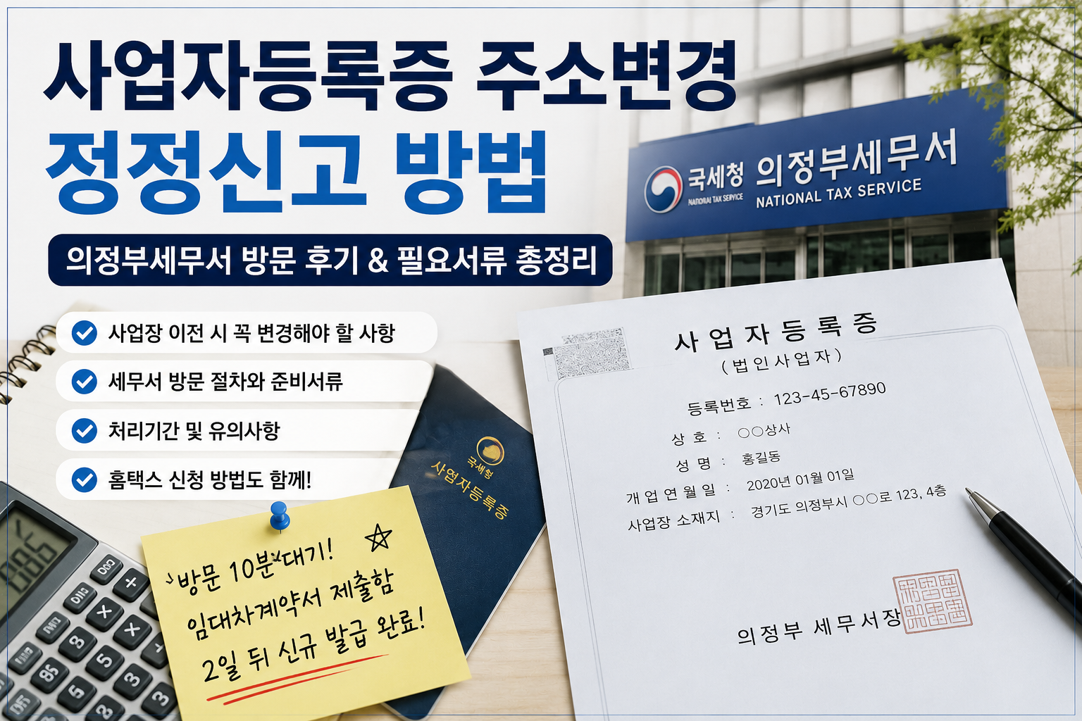 사업자등록증 주소변경 정정신고 방법, 의정부세무서 직접 방문 후기