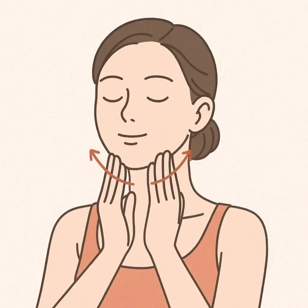 혀밑 부위를 자극하며 침샘 기능을 활성화하는 모습