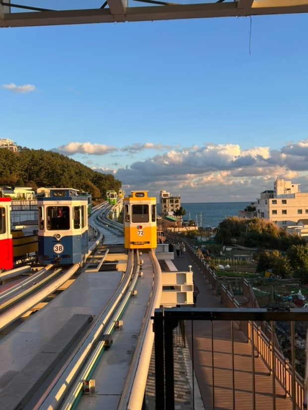 블루라인파크의 해변열차가 가는 모습