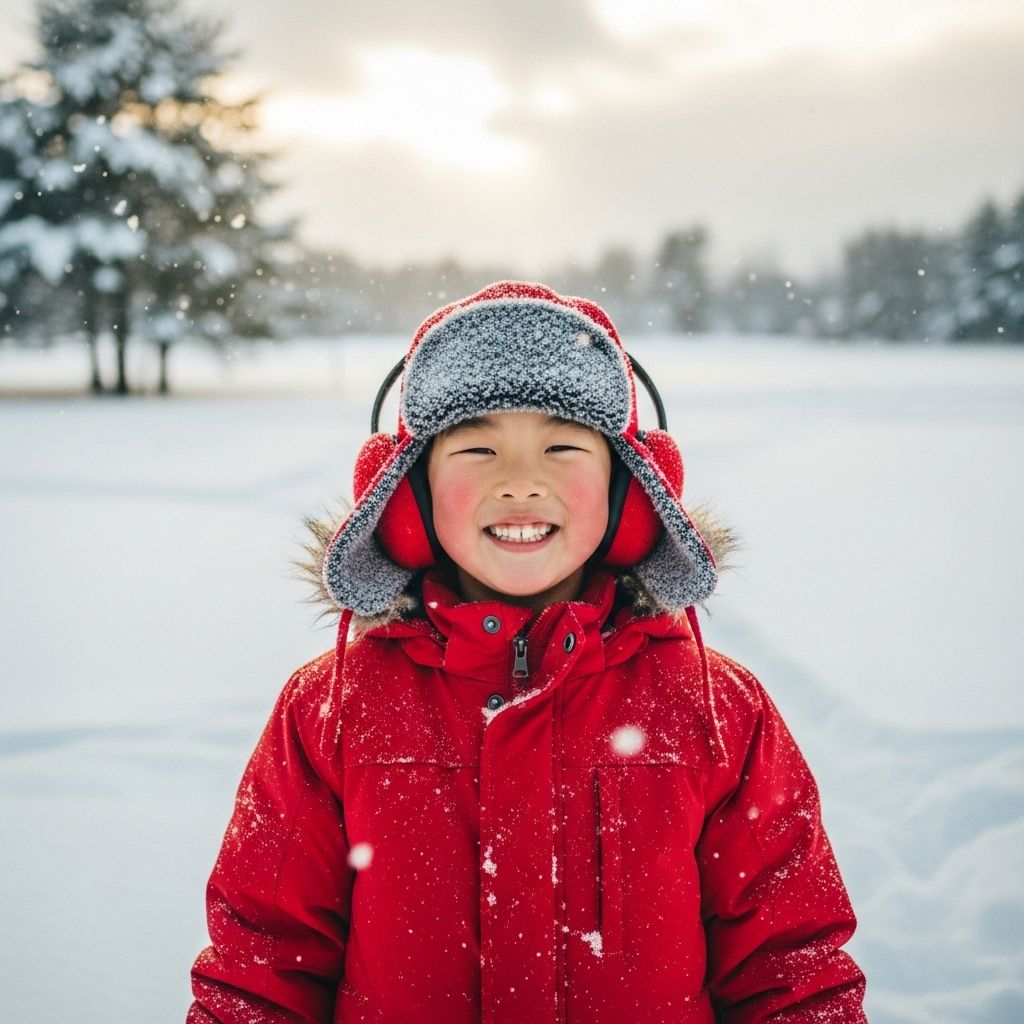 서울윈터페스타 동대문&amp;#44; 눈 밭에서 웃고 있는 아이