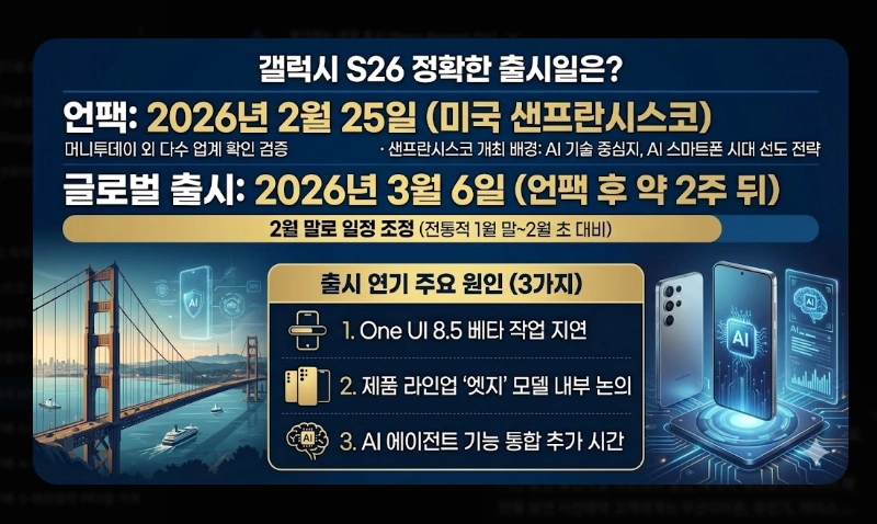 갤럭시 S26 출시일 및 가격 [스펙 유출 정보] 디자인 변화 및 핵심 기능 총정리