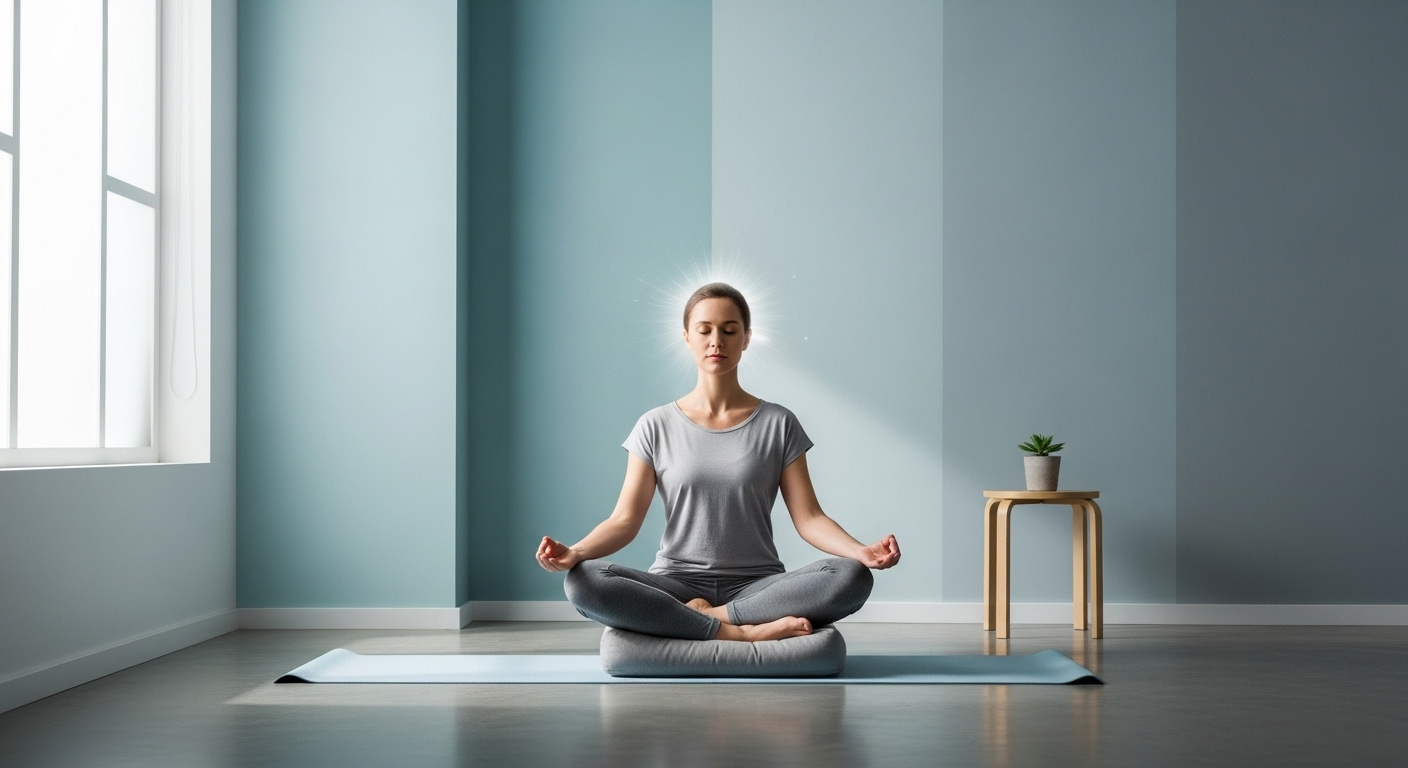 명상하며 스트레스를 해소하고 마음의 평화를 찾는 사람의 모습.