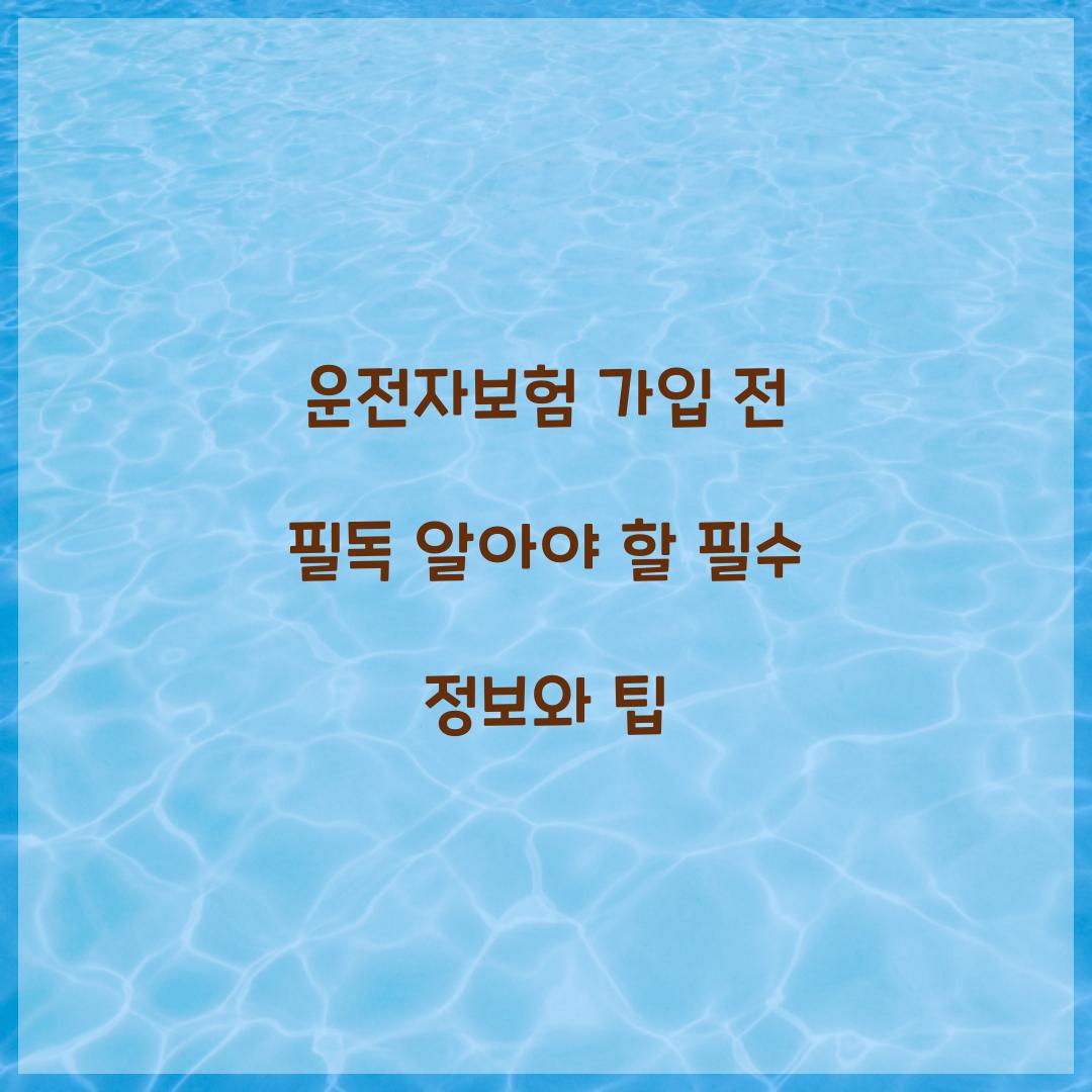 운전자보험 가입 전 필독