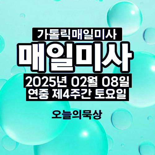 2025년 2월 8일 매일미사 연중 제4주간 토요일 오늘의 묵상