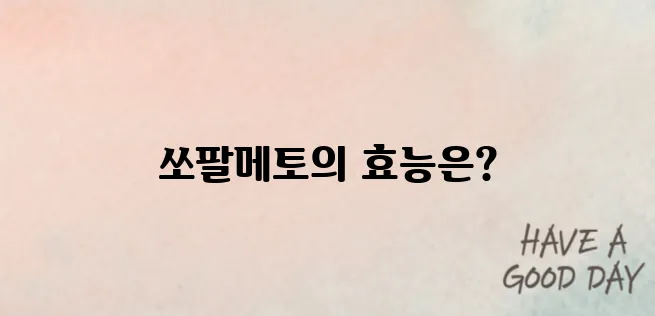 &quot;전립선 건강을 위한 쏘팔메토의 성분과 효능, 복용 전에 반드시 확인해야 할 정보&quot;