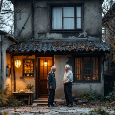 두-어르신이-노후된-주택-앞에서-대화중