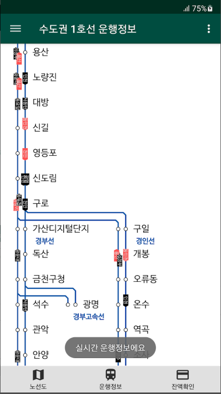 전철 노선도, 전철 시간표 검색, 실시간 전철위치 조회