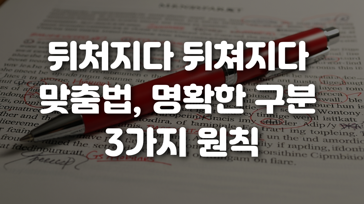 뒤처지다 뒤쳐지다 맞춤법 명확한 구분 3가지 원칙