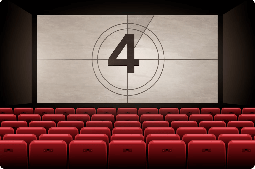 영화극장 안에서 스크린을 바라본 모습