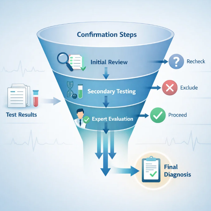 HbA1c 진단 전 확인 검사와 교차 검증을 거치는 의료 시스템의 확정 로직