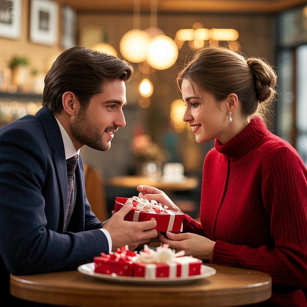 화이트데이 선물하는 연인