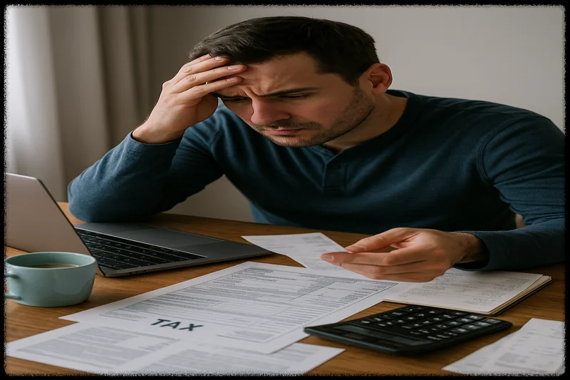 세금 문제를 고민하는 남성의 모습