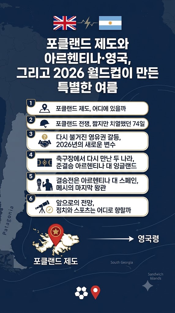 포클랜드 위치, 지도, 전쟁 정보, 영국(잉글랜드)·아르헨티나 월드컵 축구 준결승전 결과와 반응, 2026 월드컵 결승전 전망