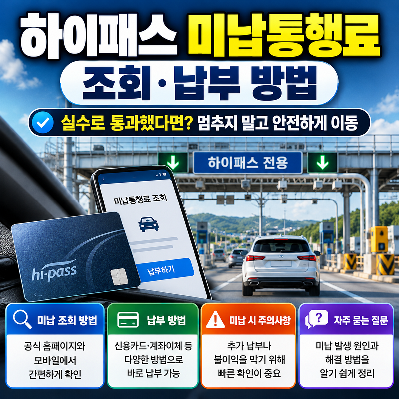 하이패스 미납통행료 조회 납부 방법과 하이패스 차로 잘못 통과했을 때 대처법