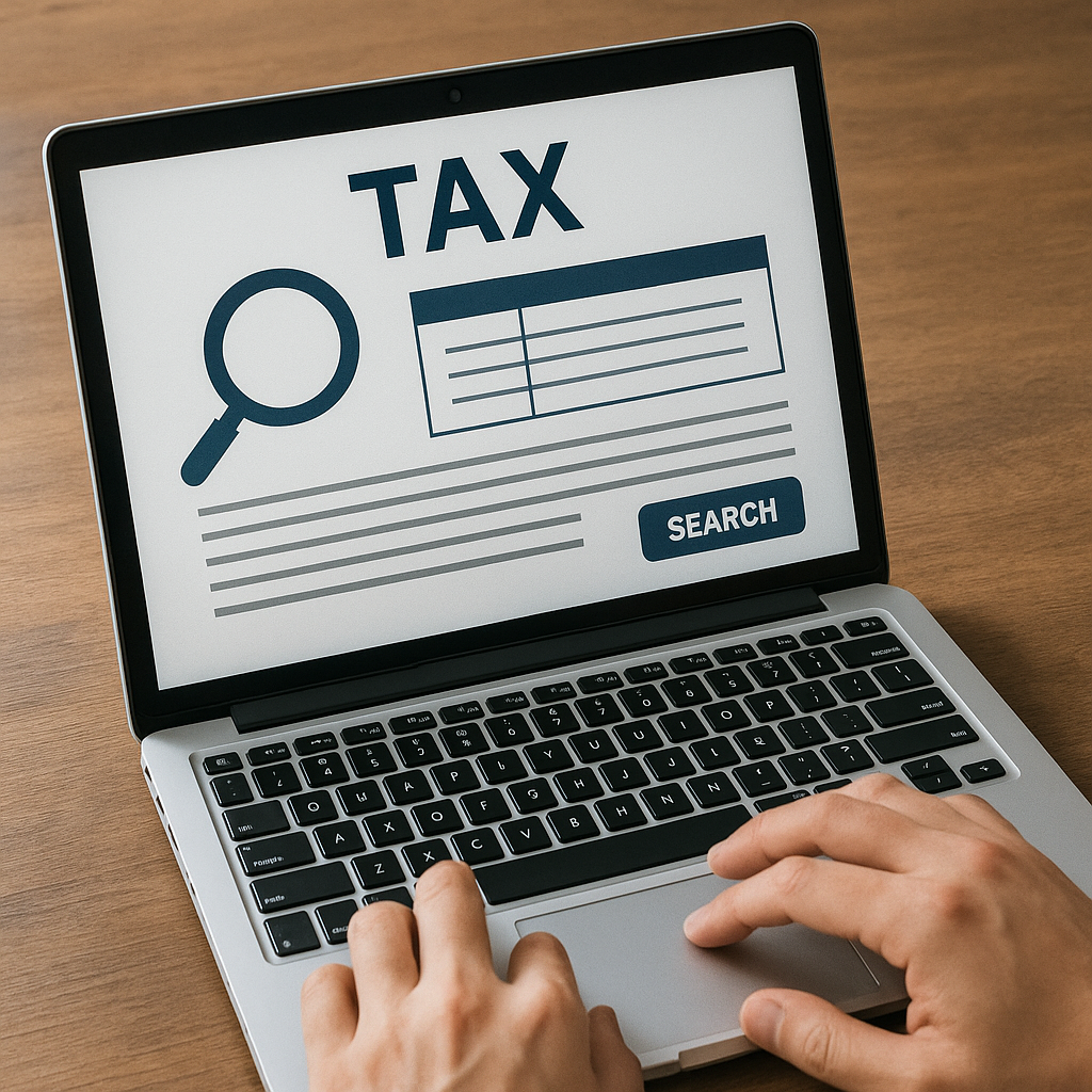 노트북으로 환급받을 세금 조회하는 모습