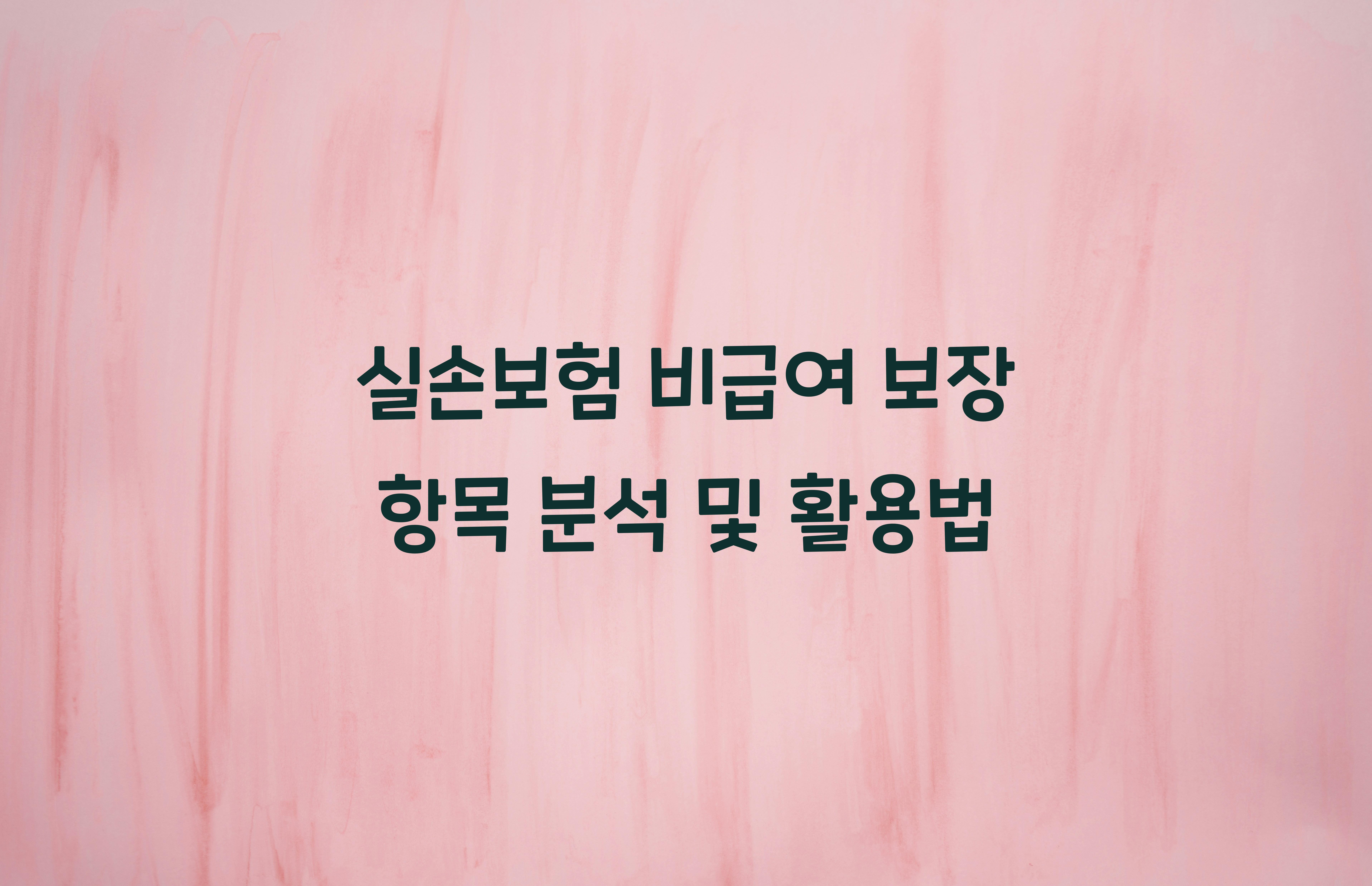 실손보험 비급여 보장 항목