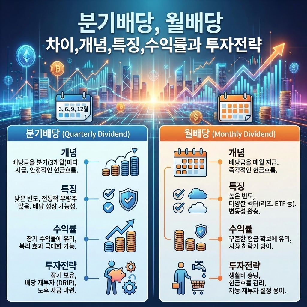 분기배당, 월배당 차이,개념,특징,수익률과 투자전략 관련 사진