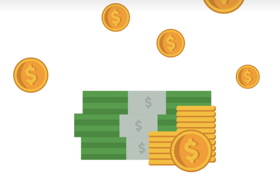 달러 지폐와 동전