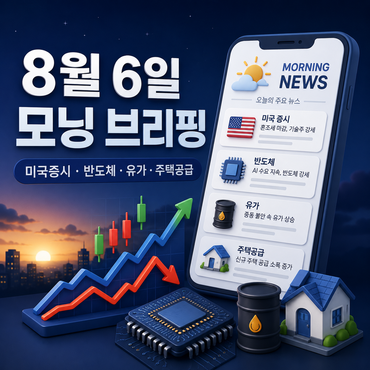 2026년 8월 6일 모닝 브리핑 미국 증시 반도체 유가 주택 공급 주요 뉴스