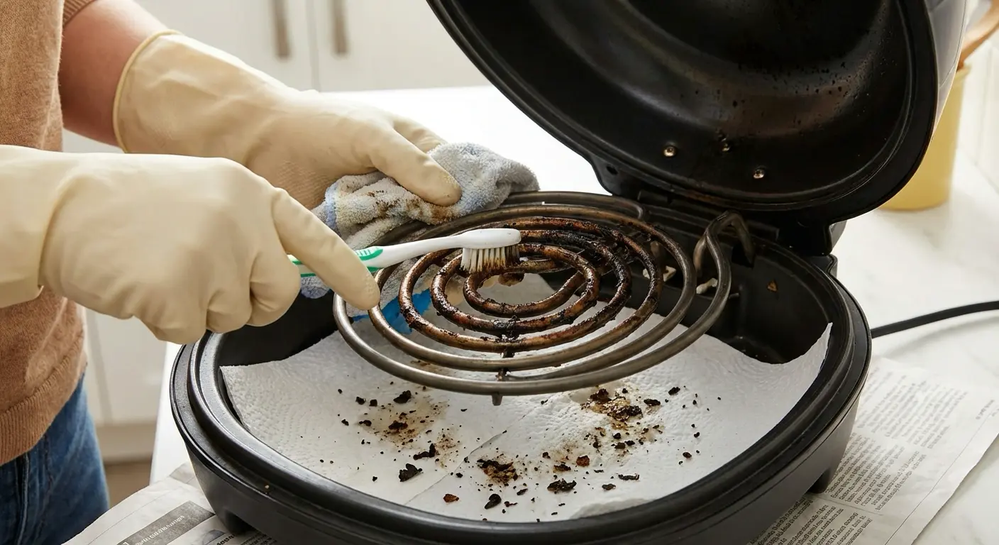 에어프라이어 열선 청소 모습