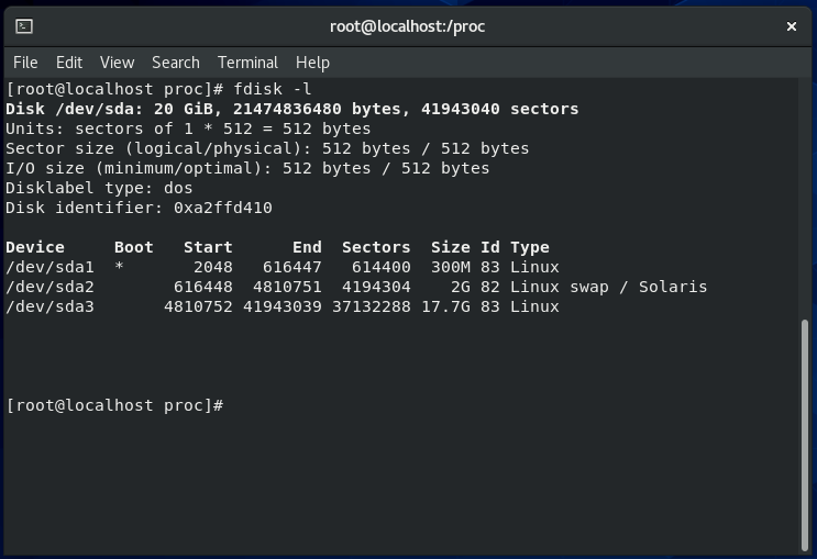 디스크 파티션 정보 보기