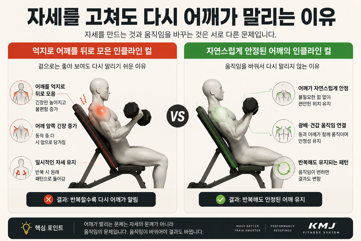 자세를 고쳐도 다시 어깨가 말리는 이유