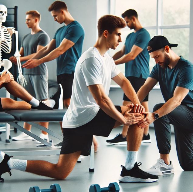 운동선수들이 재활운동 하는 장면