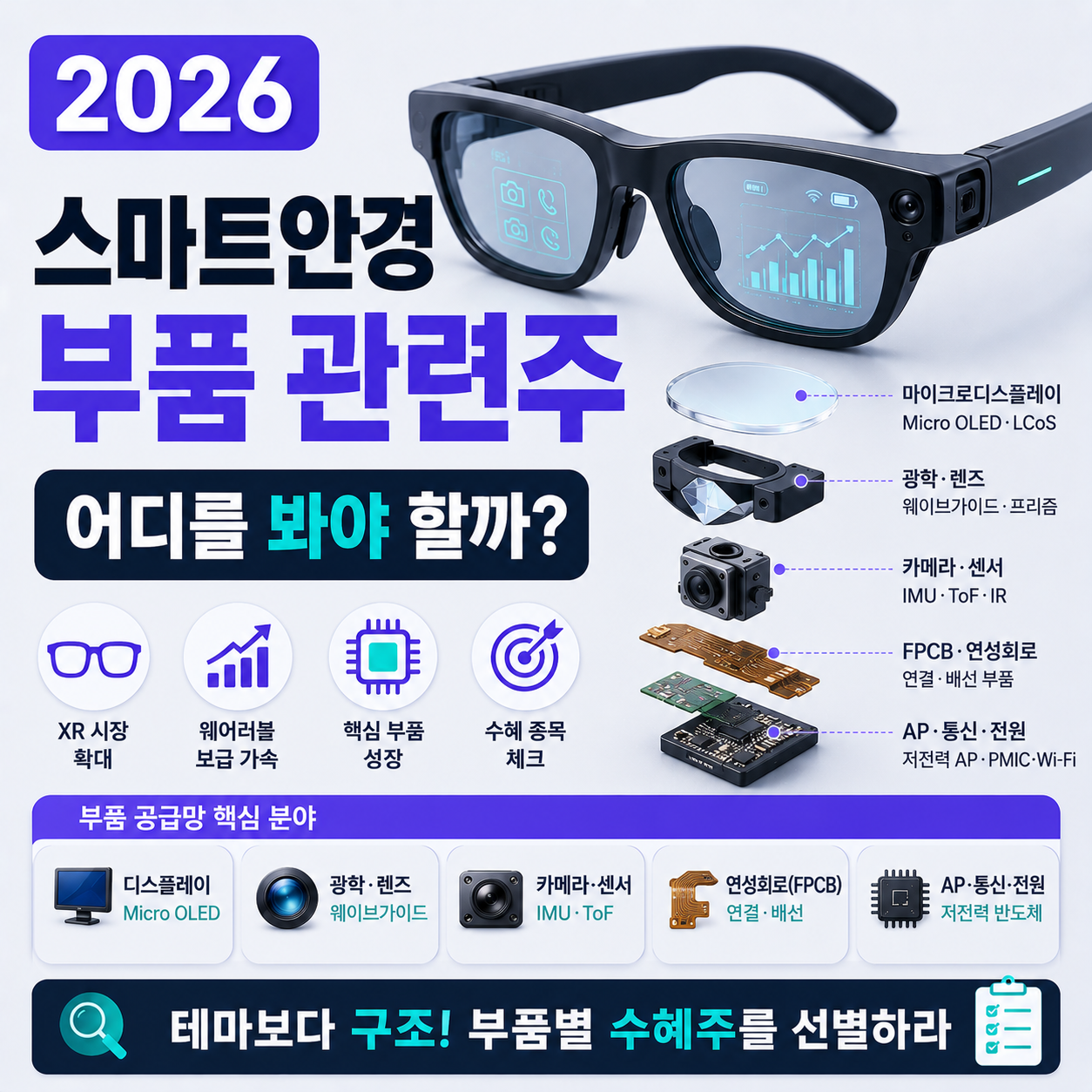 스마트안경 부품 관련주 확인하는 투자자 이미지