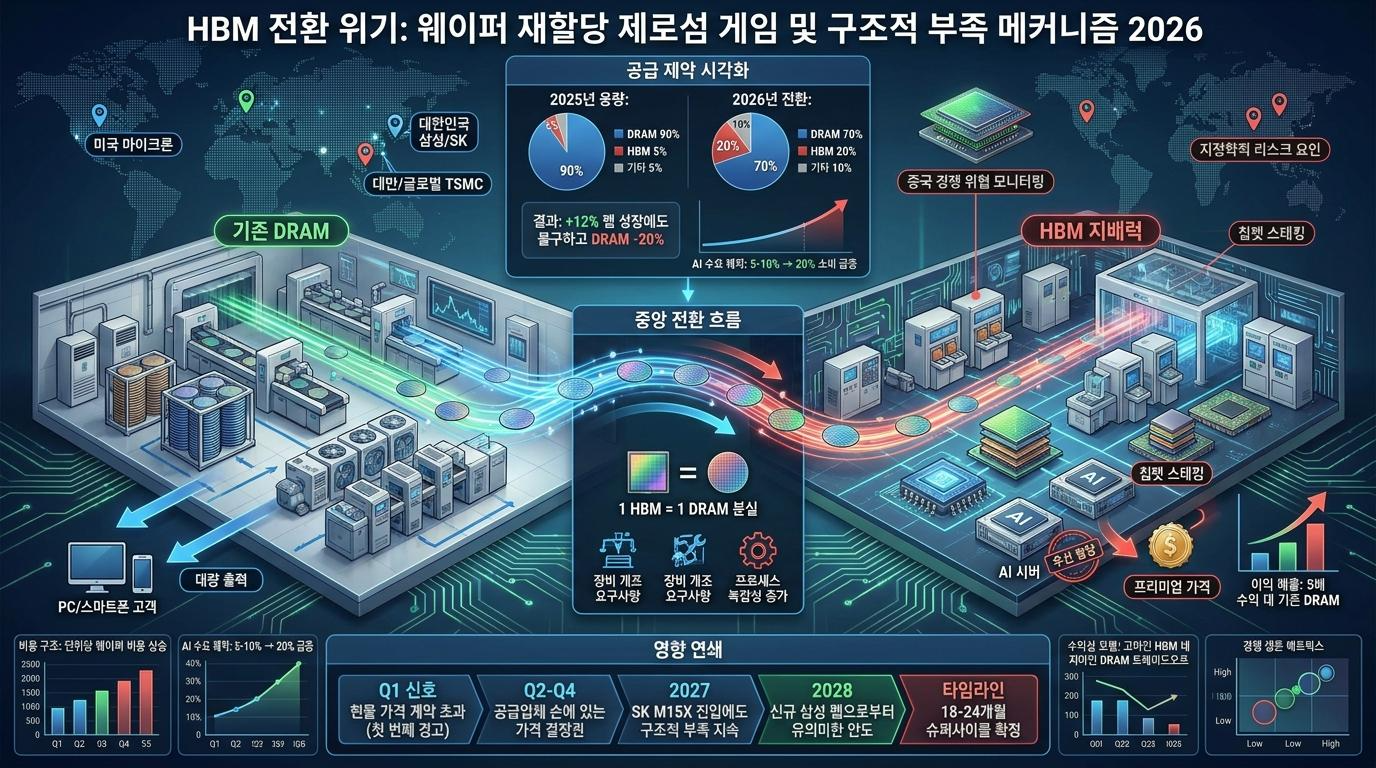 HBM 전환, 웨이퍼 제로섬 게임, 구조적 공급부족