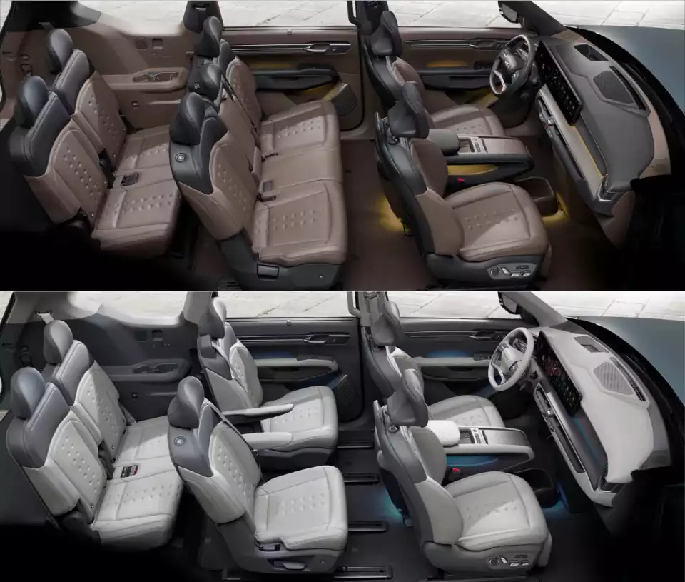 시트는 7인승이 기본이며 6인승은 선택 사양입니다.