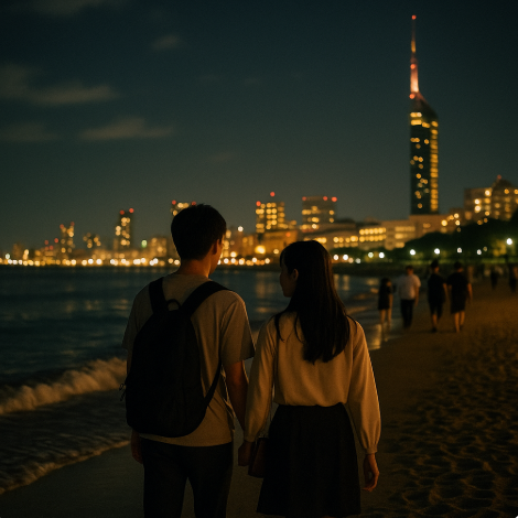 모모치해변 데이트 관련 사진