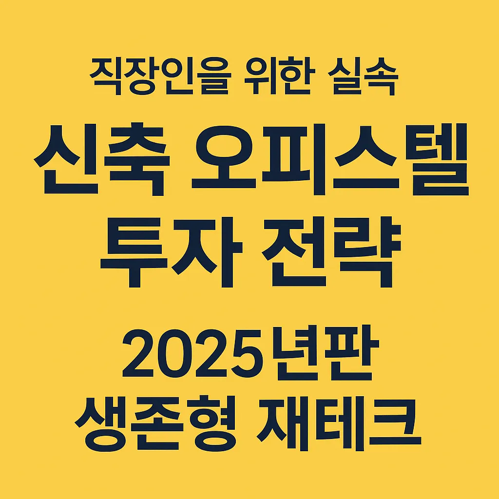 직장인을 위한 실속 신축 오피스텔 투자 전략