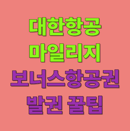 대한항공 마이리지 보너스 항공권 발권 꿀팁