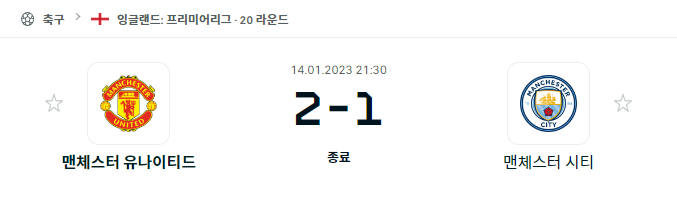 맨유 맨시티 경기결과