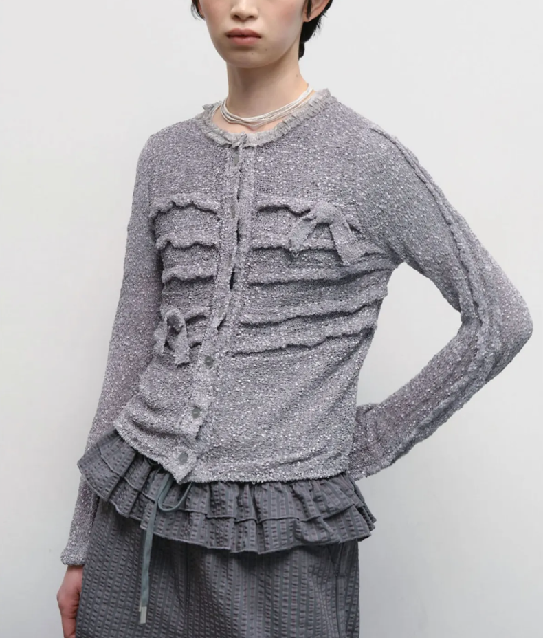 신수현 패션, 화려한 날들 6회 이수빈 가디건 (타입서비스 Fuzzy Ruffled Ribbon Cardigan)